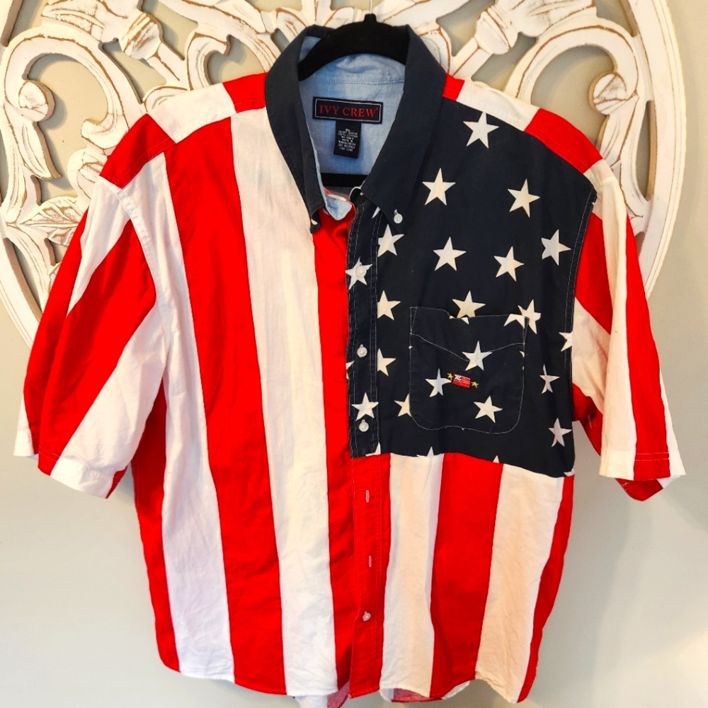 Vintage Ivory Crew American Button Up Shirt. Men. XL